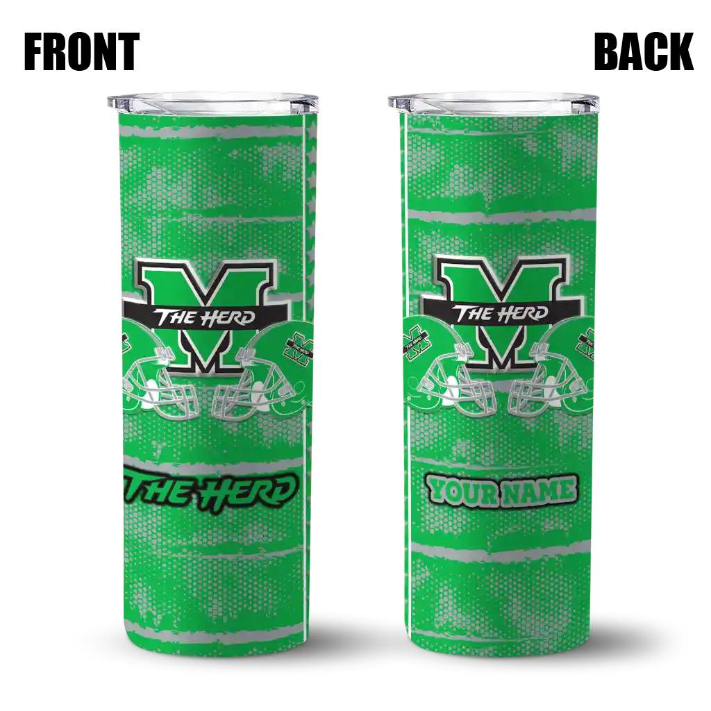 personalized-marshall-thundering-herd-chevron-patch-green-skinny-tumbler-fashion-forward.webp