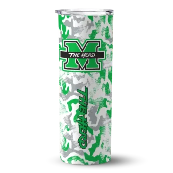 Personalized Marshall Thundering Herd Claw Marks Green White Skinny Tumbler