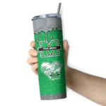 personalized-marshall-thundering-herd-pixel-fade-green-skinny-tumbler-best-selling-1.webp