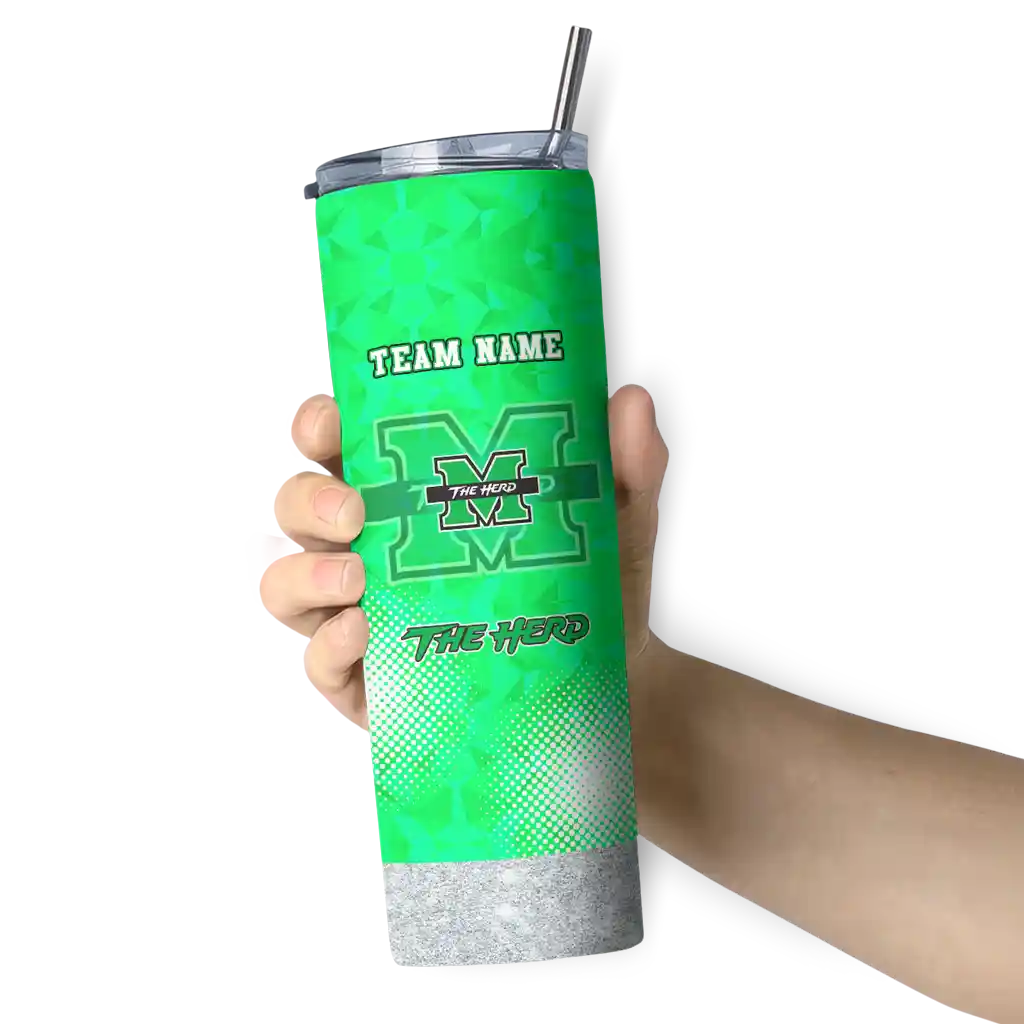 personalized-marshall-thundering-herd-starburst-tiles-green-skinny-tumbler-premium-grade.webp