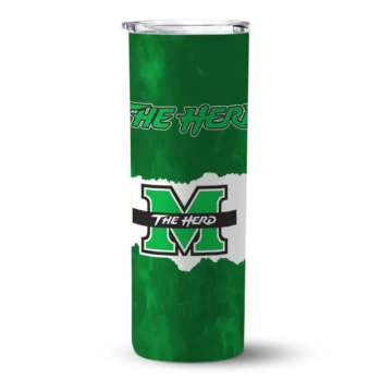 Personalized Marshall Thundering Herd Torn Band Green White Skinny Tumbler
