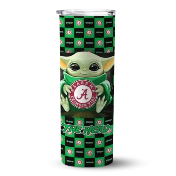 Personalized Marshall Thundering Herd Yoda Cozy Green Black Skinny Tumbler