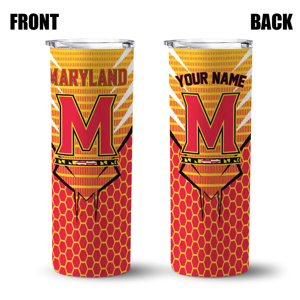 personalized-maryland-terrapins-chevron-stripes-red-skinny-tumbler-fashion-forward.webp