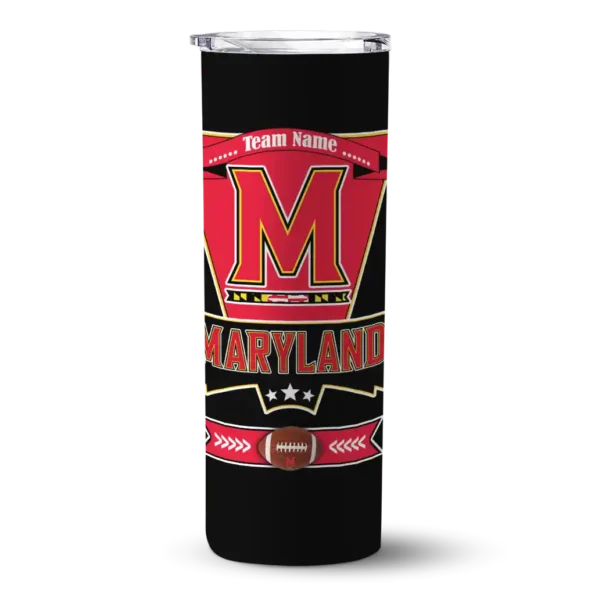 personalized maryland terrapins helmet belt red black skinny tumbler best selling