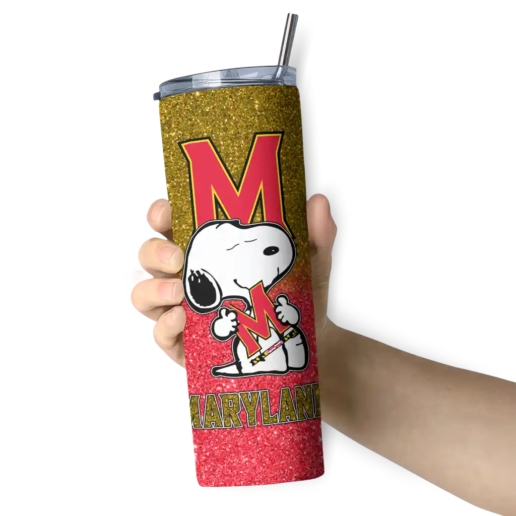 personalized-maryland-terrapins-snoopy-attitude-red-skinny-tumbler-premium-grade.webp