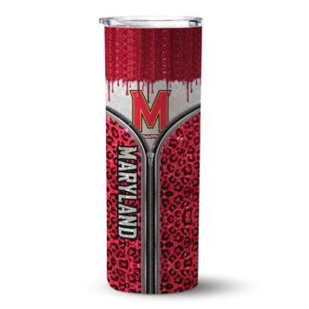 Personalized Maryland Terrapins Sparkle Drip Red Skinny Tumbler