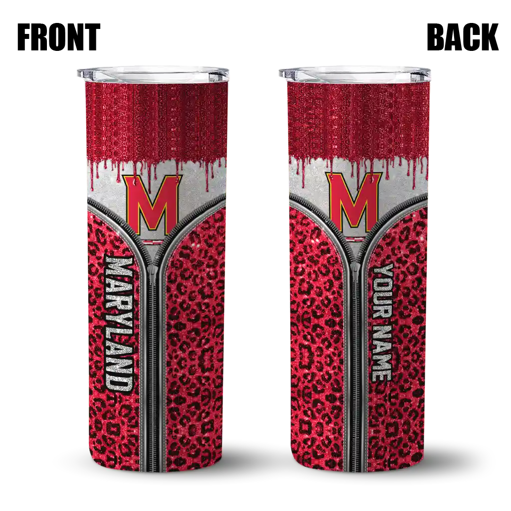 personalized-maryland-terrapins-sparkle-drip-red-skinny-tumbler-fashion-forward-1.webp