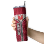 personalized-maryland-terrapins-sparkle-drip-red-skinny-tumbler-best-selling-1.webp