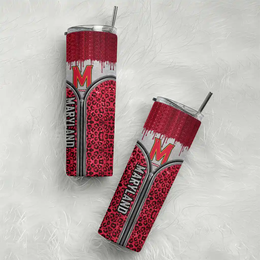 personalized-maryland-terrapins-sparkle-drip-red-skinny-tumbler-top-rated.webp