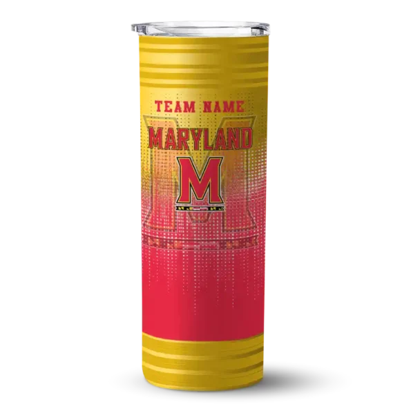 personalized maryland terrapins swirl texture red skinny tumbler best selling