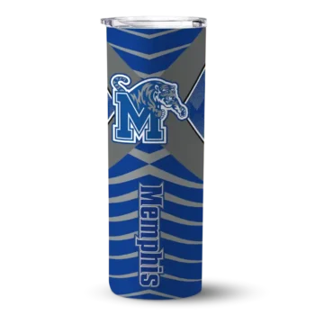 Personalized Memphis Tigers Camo Texture Blue Skinny Tumbler