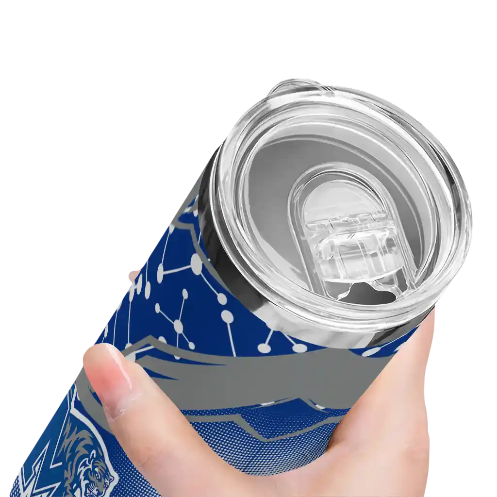 personalized-memphis-tigers-helmet-clash-blue-skinny-tumbler-high-quality-1.webp