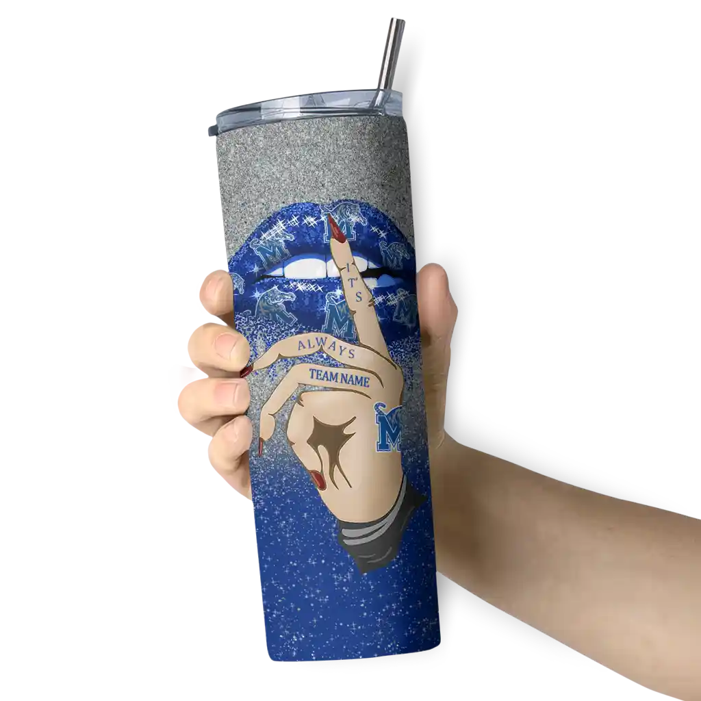 personalized-memphis-tigers-sparkle-lips-blue-skinny-tumbler-premium-grade.webp