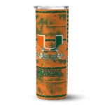 personalized-miami-hurricanes-chevron-patch-orange-skinny-tumbler-best-selling.webp