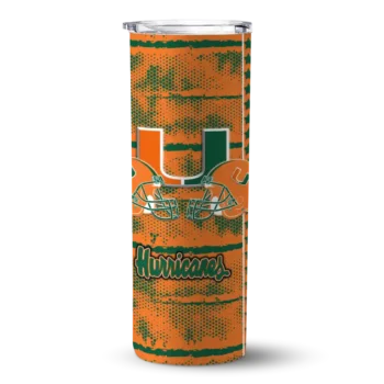 Personalized Miami Hurricanes Chevron Patch Orange Skinny Tumbler