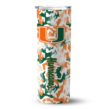 Personalized Miami Hurricanes Claw Marks Orange White Skinny Tumbler