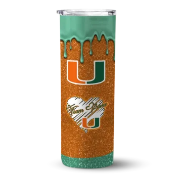 Personalized Miami Hurricanes Pixel Fade Orange Skinny Tumbler