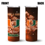 personalized-miami-hurricanes-rose-romance-orange-black-skinny-tumbler-best-selling.webp