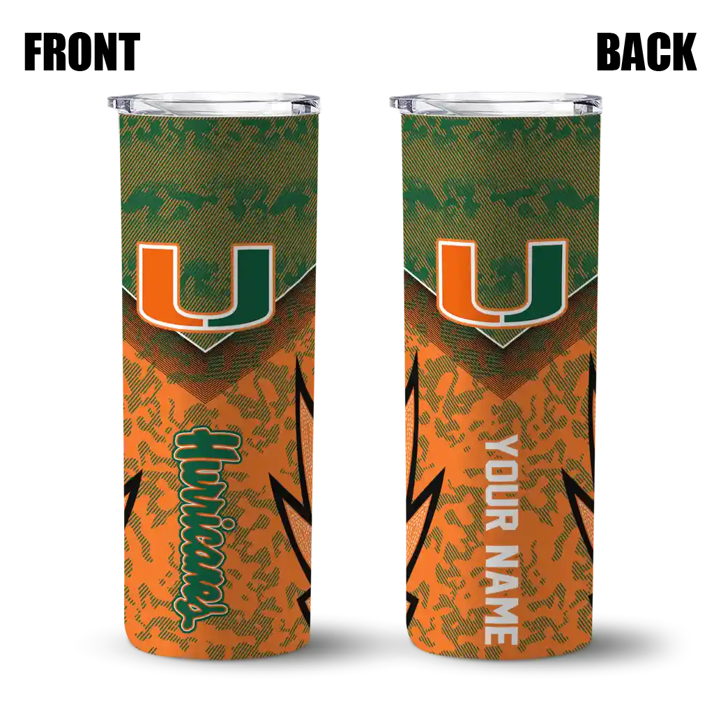 personalized-miami-hurricanes-spiral-burst-print-orange-skinny-tumbler-fashion-forward.webp