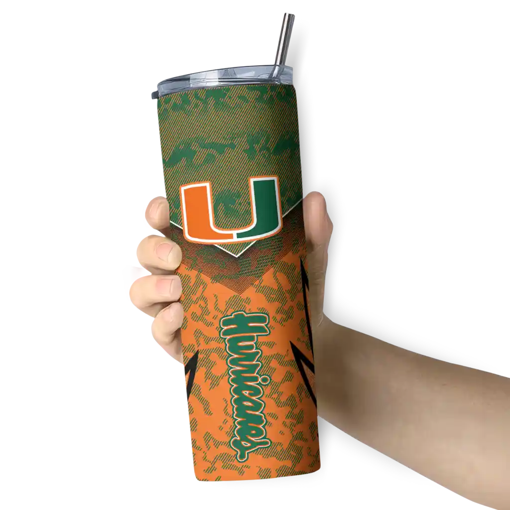 personalized-miami-hurricanes-spiral-burst-print-orange-skinny-tumbler-premium-grade.webp