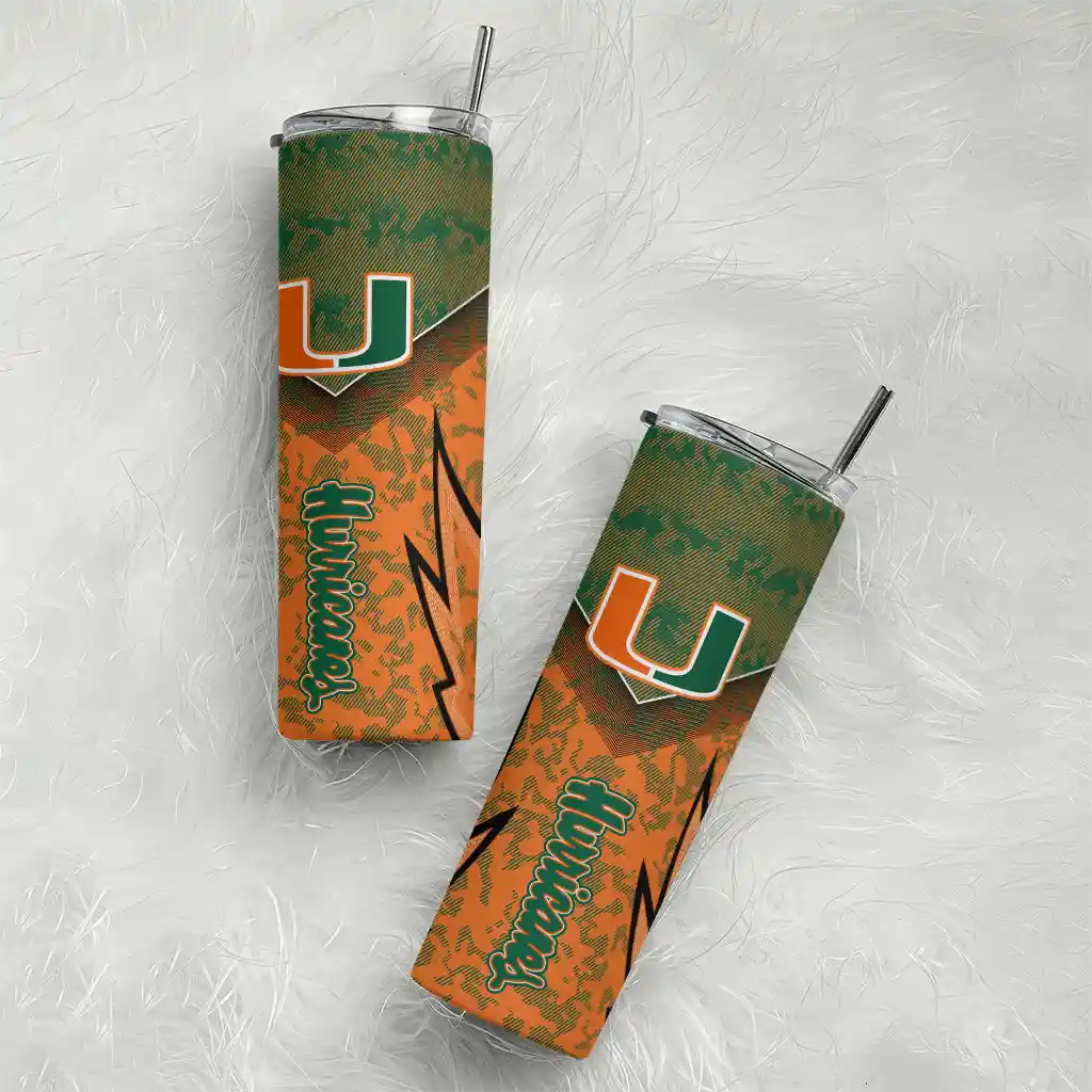 personalized-miami-hurricanes-spiral-burst-print-orange-skinny-tumbler-top-rated.webp