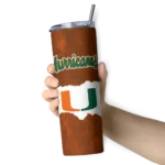 personalized-miami-hurricanes-torn-band-orange-white-skinny-tumbler-best-selling.webp