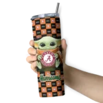 personalized-miami-hurricanes-yoda-cozy-orange-black-skinny-tumbler-best-selling.webp