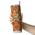 personalized-miami-hurricanes-zipper-leopard-orange-skinny-tumbler-best-selling.webp