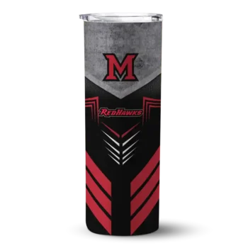 Personalized Miami RedHawks Hexagon Honeycomb Red Black Skinny Tumbler