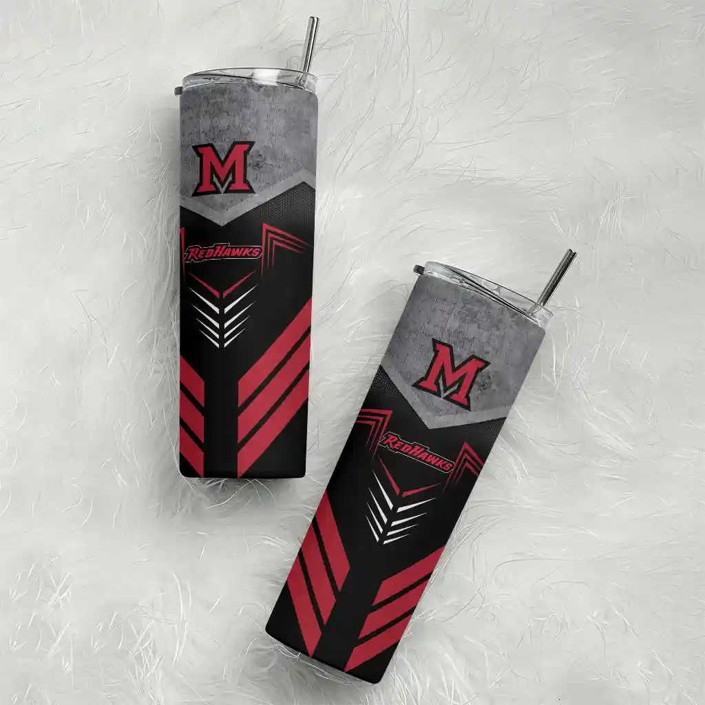 personalized-miami-redhawks-hexagon-honeycomb-red-black-skinny-tumbler-top-rated.webp