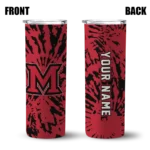 personalized-miami-redhawks-metallic-grid-red-skinny-tumbler-best-selling.webp