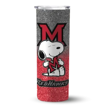 Personalized Miami RedHawks Snoopy Attitude Red Skinny Tumbler