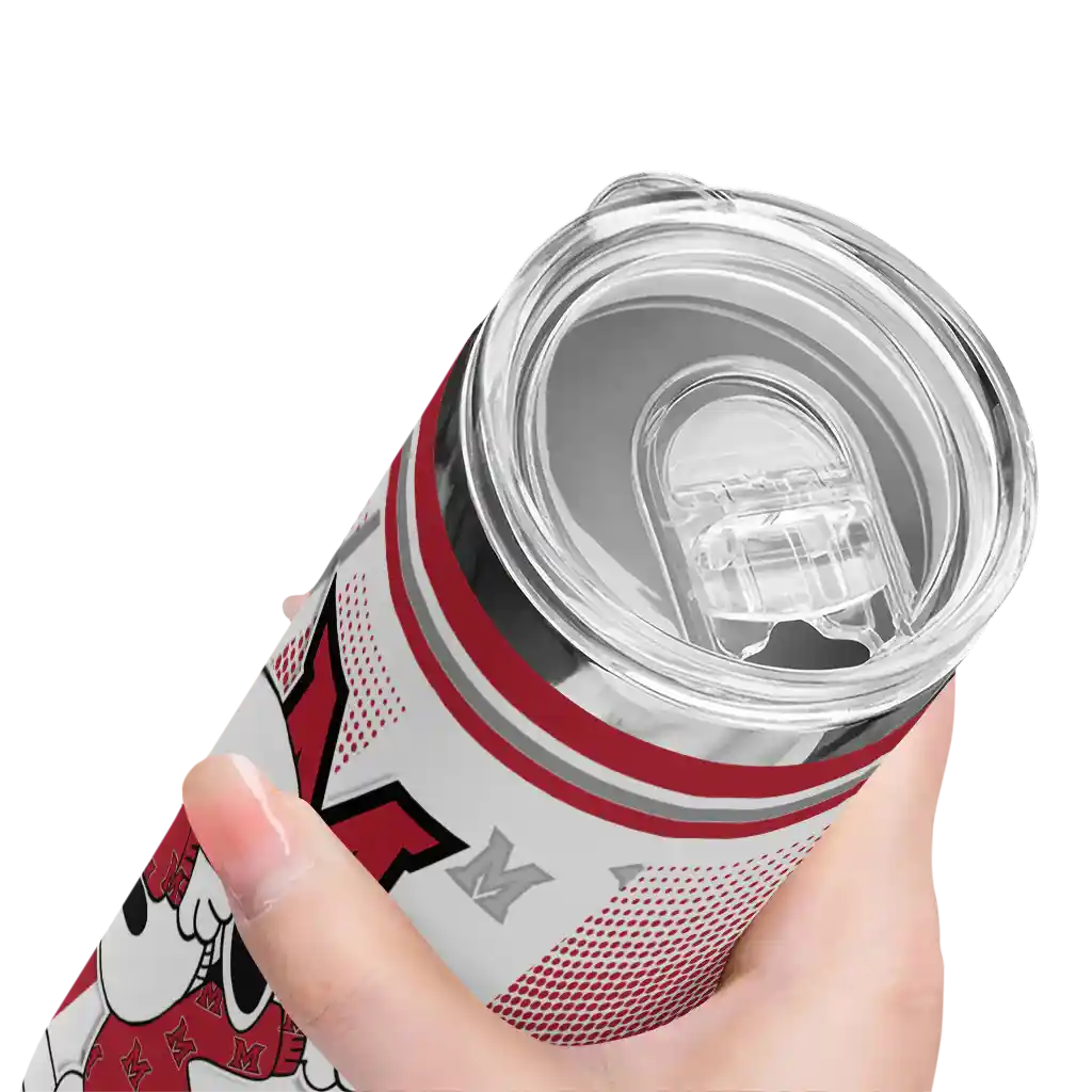 personalized-miami-redhawks-snoopy-dog-red-white-skinny-tumbler-high-quality.webp
