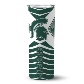 Personalized Michigan State Spartans Camo Texture Green Skinny Tumbler
