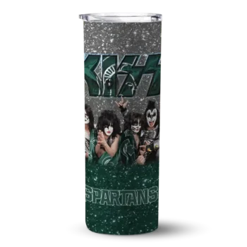Personalized Michigan State Spartans Kiss Band White Skinny Tumbler
