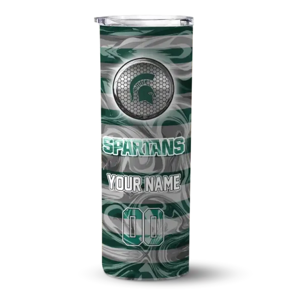 personalized michigan state spartans patterned waves green skinny tumbler best selling