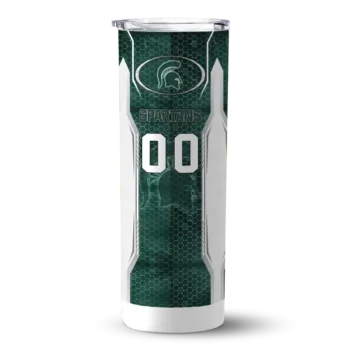 Personalized Michigan State Spartans Stacked Diamond Green Skinny Tumbler