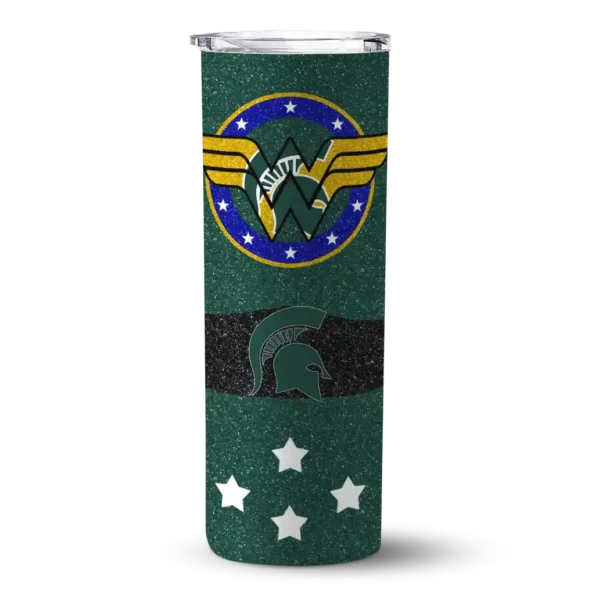 personalized michigan state spartans star cluster green skinny tumbler best selling