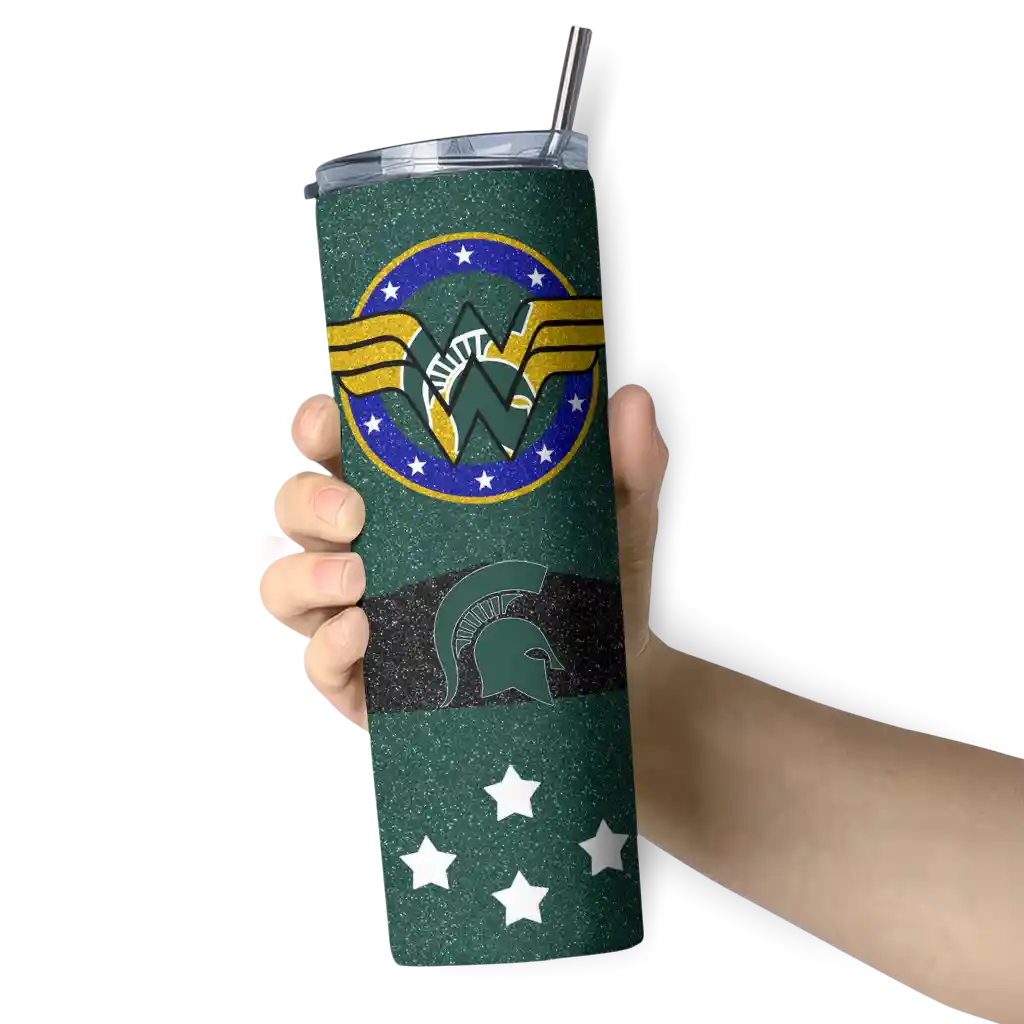 personalized-michigan-state-spartans-star-cluster-green-skinny-tumbler-premium-grade-1.webp