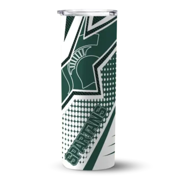 Personalized Michigan State Spartans Web Stripes Green White Skinny Tumbler