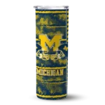 personalized-michigan-wolverines-chevron-patch-blue-skinny-tumbler-best-selling.webp