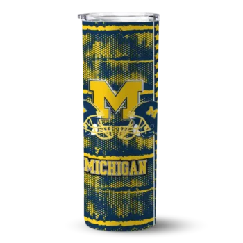 Personalized Michigan Wolverines Chevron Patch Blue Skinny Tumbler