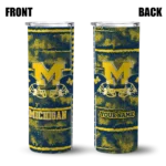 personalized-michigan-wolverines-chevron-patch-blue-skinny-tumbler-best-selling.webp