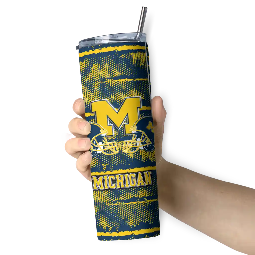 personalized-michigan-wolverines-chevron-patch-blue-skinny-tumbler-premium-grade.webp