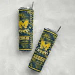 personalized-michigan-wolverines-chevron-patch-blue-skinny-tumbler-best-selling.webp