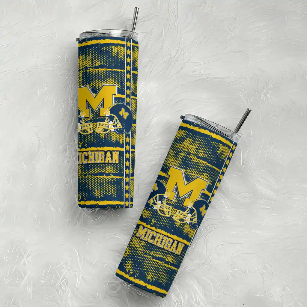personalized-michigan-wolverines-chevron-patch-blue-skinny-tumbler-top-rated.webp