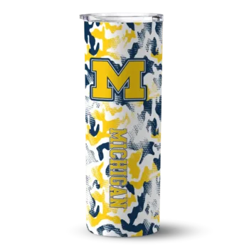 Personalized Michigan Wolverines Claw Marks Blue White Skinny Tumbler