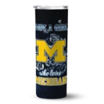personalized-michigan-wolverines-rose-romance-blue-black-skinny-tumbler-best-selling.webp