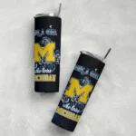 personalized-michigan-wolverines-rose-romance-blue-black-skinny-tumbler-best-selling.webp