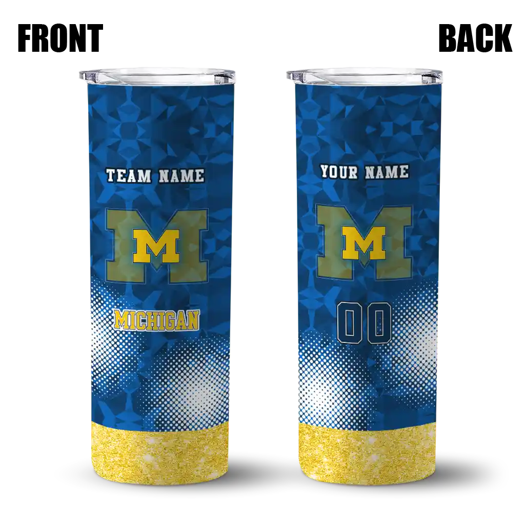 personalized-michigan-wolverines-starburst-tiles-blue-skinny-tumbler-fashion-forward.webp